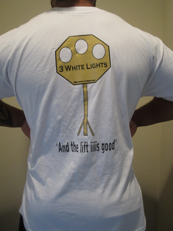 Men apparell white t-shirt (powerlifting logo)